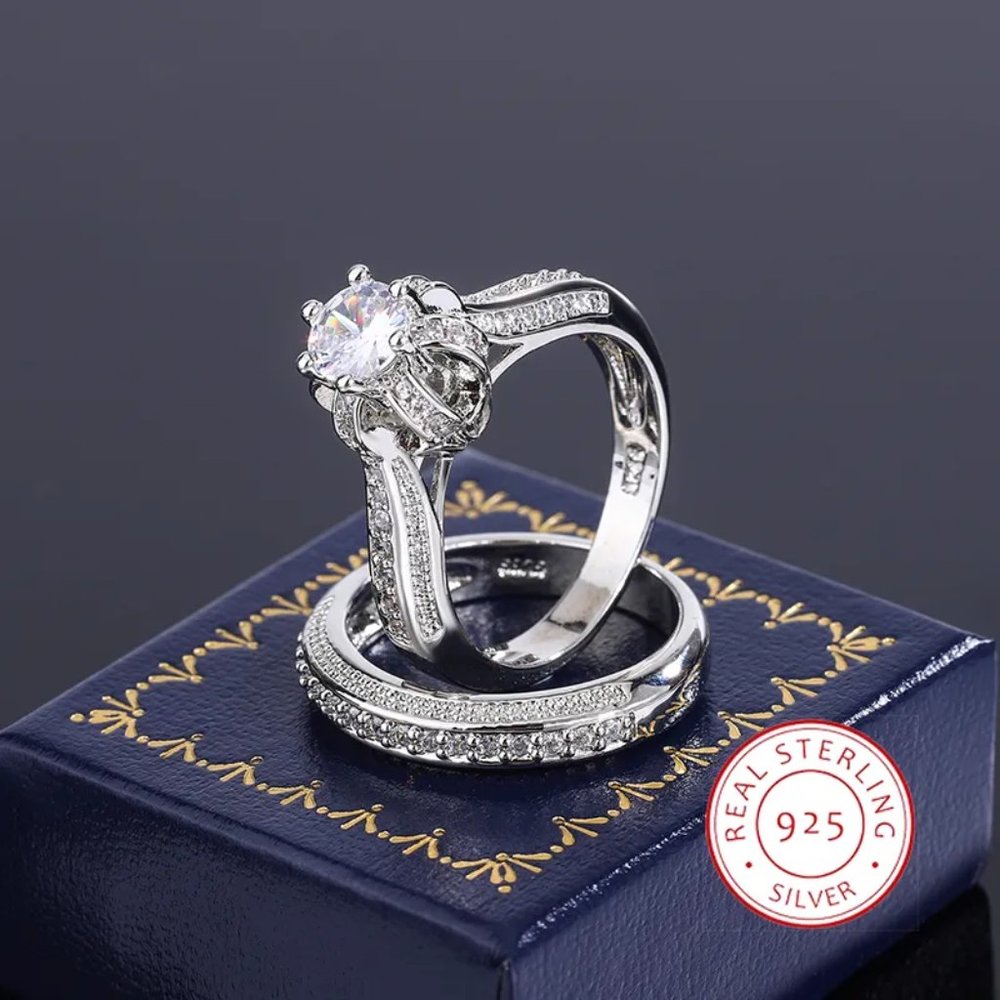 Fancy Ladies 2.5ctw Diamond Bridal Set, 18K White Gold - Picture 5 of 6
